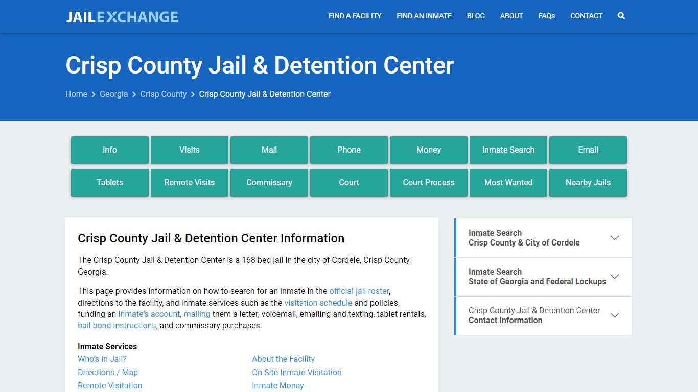 Crisp County Jail & Detention Center, GA Inmate Search, Information